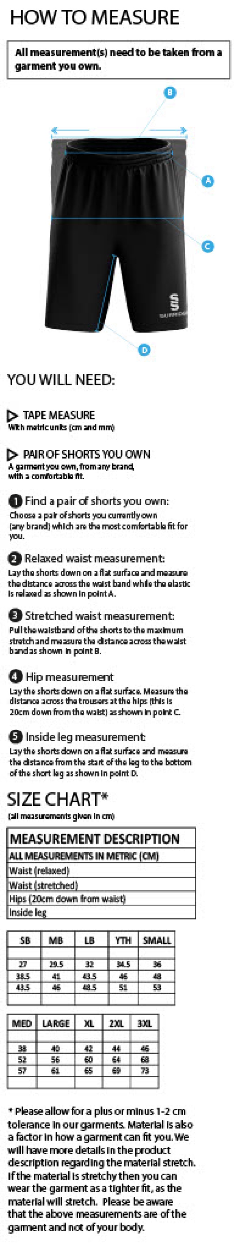 Mendip HC Ripstop Shorts - Size Guide