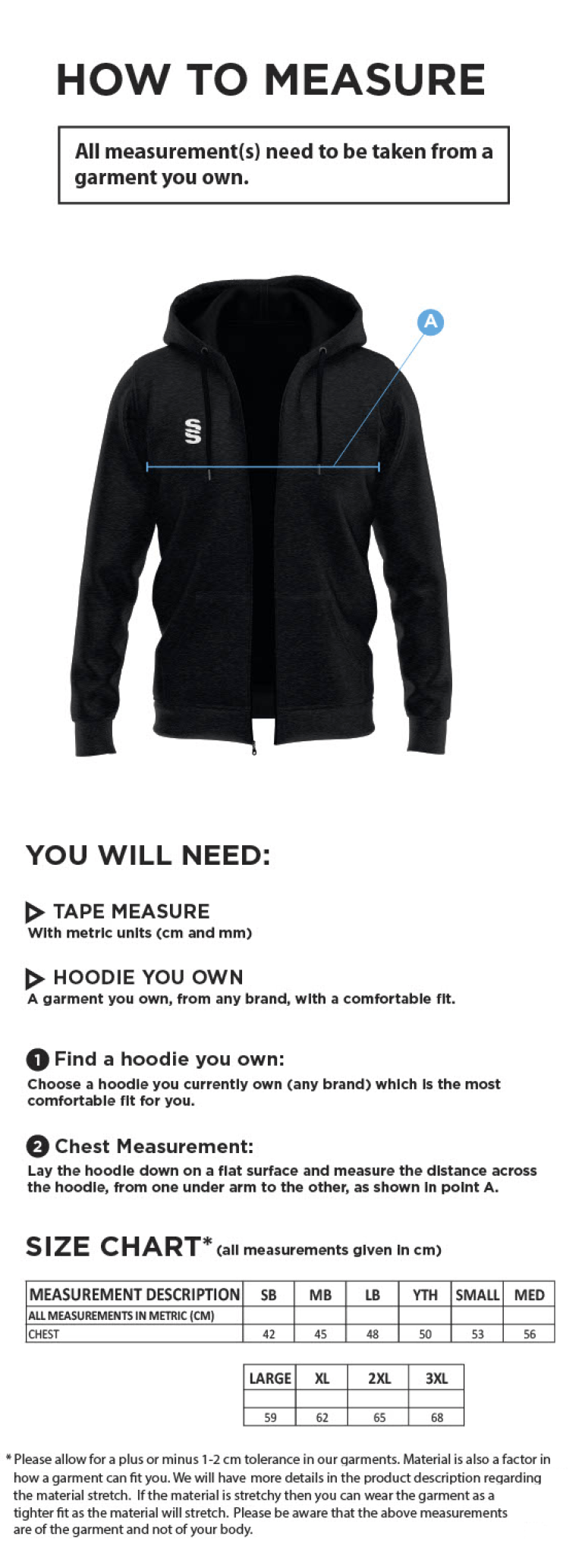 Mendip HC Dual hoody - MENS - Size Guide