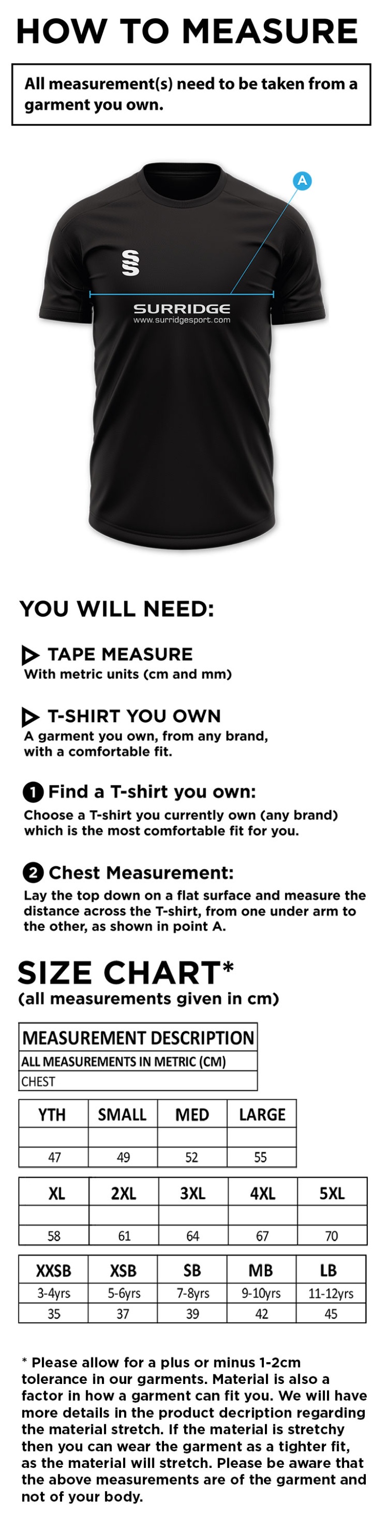 Mendip HC Dual gym shirt - MENS - Size Guide