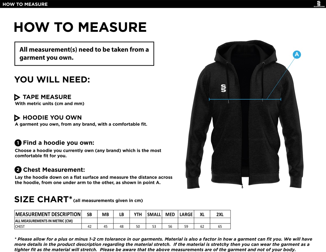 Mendip HC Dual hoody - Size Guide